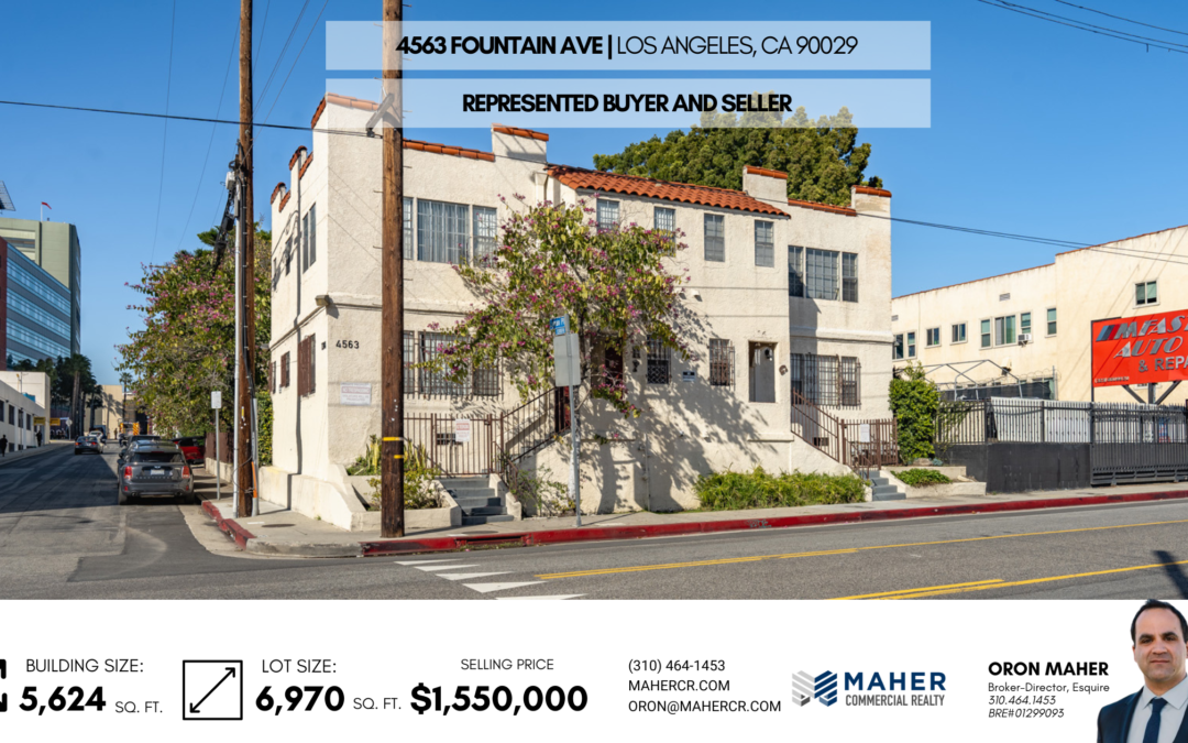 Maher Commercial Realty Announces Sale of 4563 Fountain Ave, Los Angeles, CA 90029